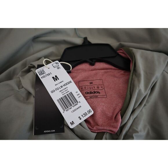 Adidas HS7591 Men's Sz M Silver Pebble Golf Go-To Lightweight Wind Hoodie - Picture 3 of 11